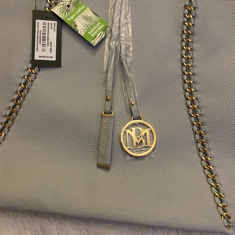 Badgley Mischka Gray Tote with Gold Accents - Picture 2 of 7